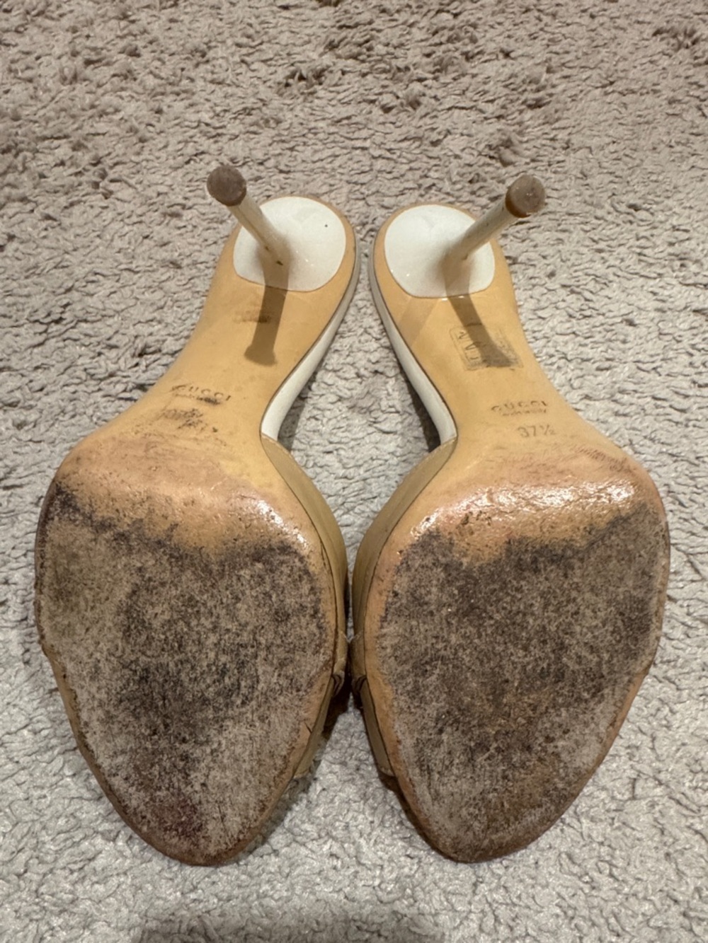 Gucci Beige Leather Horsebit Mule Sandals - Picture 6 of 8
